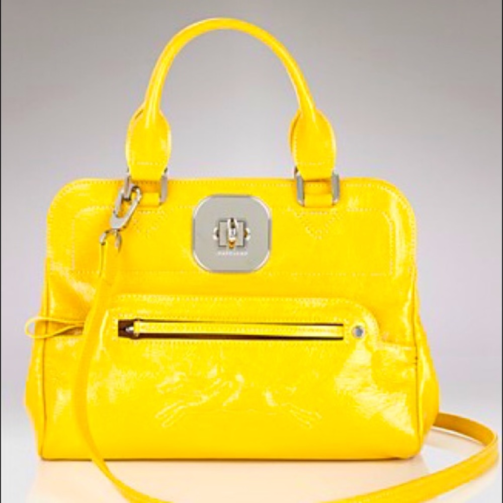 LONGCHAMP Gatsby Verni Satchel Crossbody - Yellow Patent Leather